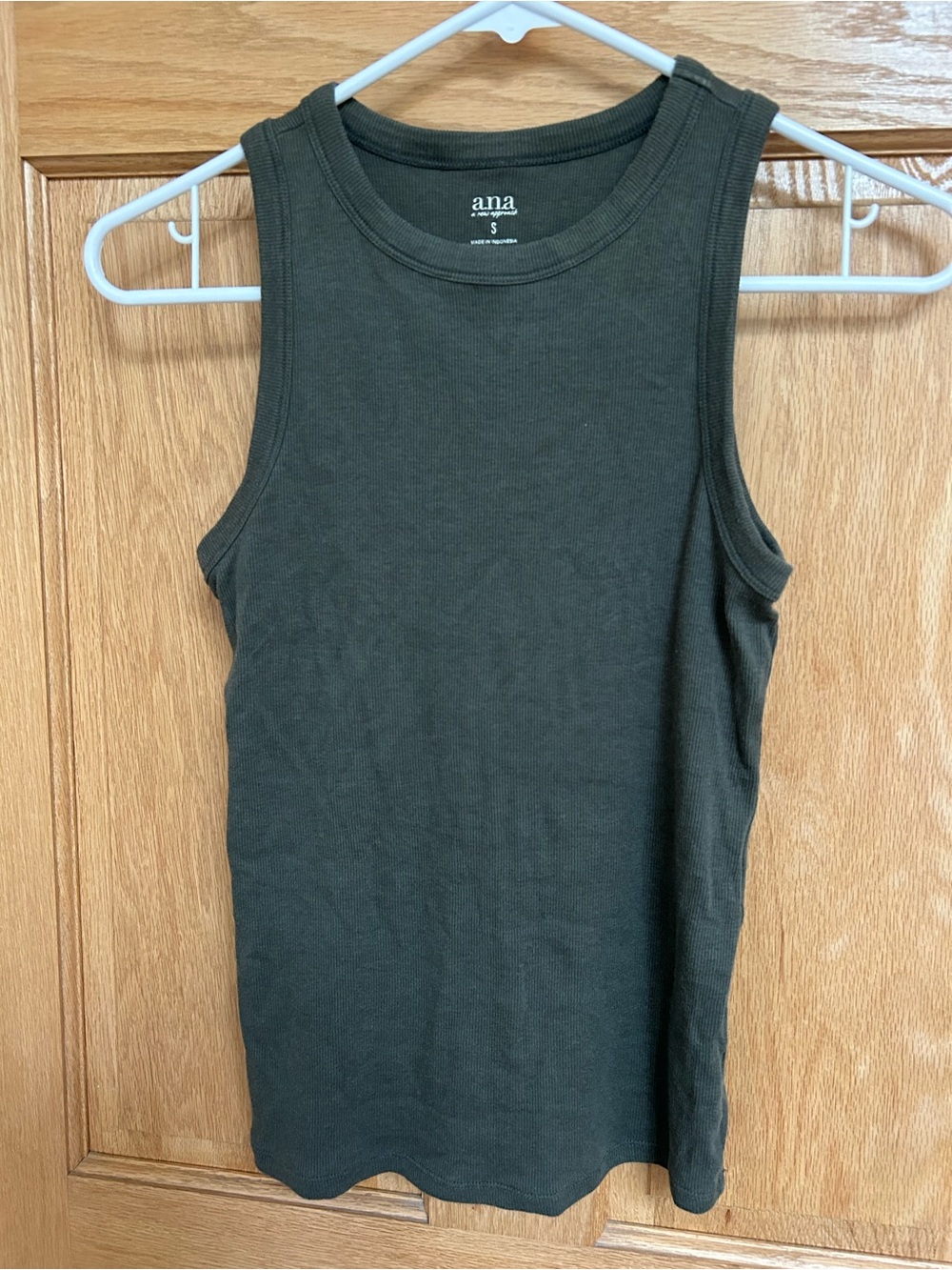 a.n.a Olive Ribbed Crewneck Tank Top